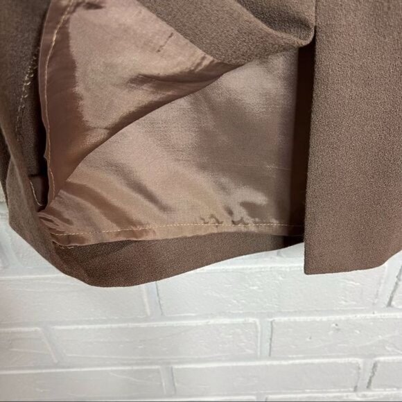 VINTAGE 100% wool taupe brown tailored wool long sleeve dress 8 - Picture 9 of 12